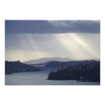 New Zealand, Otago, Dunedin, Light Shafts over Photograph
