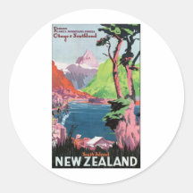 New Zealand South Island Round Sticker