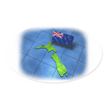New Zealand with its own flag Oval Sticker