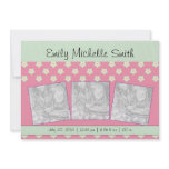 Newborn Baby Girl Green Dark Pink Stars Announceme invitations
