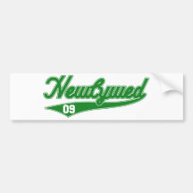 Newlywed '09 (Baseball Script Green) Bumper Stickers