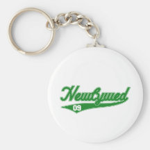 Newlywed '09 (Baseball Script Green) Keychains