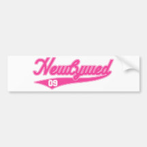 Newlywed '09 (Baseball Script Pink) Bumper Stickers