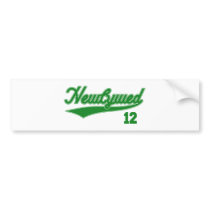 Newlywed 12 (Baseball Script Green) Bumper Stickers