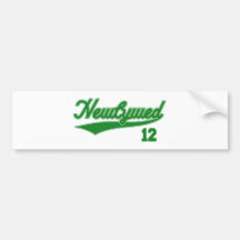 Newlywed 12 (Baseball Script Green) Bumper Stickers