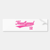 Newlywed 12 (Baseball Script Pink) Bumper Stickers