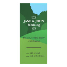 Newlyweds Sitting on Garden. Rack Cards