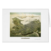 Newport, RI Panoramic Map - 1878 Greeting Cards