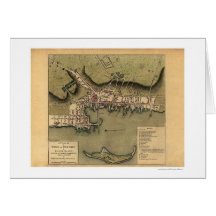Newport, RI Town Map - 1777 Greeting Cards