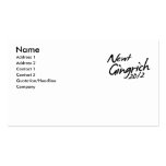 NEWT GINGRICH AUTOGRAPH 2012 BUSINESS CARD