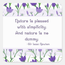Newton Nature Quote with Spring Crocus Flowers Square Stickers