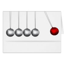 newtons cradle silver balls concept greeting card