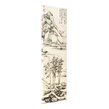 Ni Zan - trees in a river valley in Yu-shan Gallery Wrap Canvas