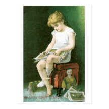 Niagara Corn Starch Girl Reading Postcards