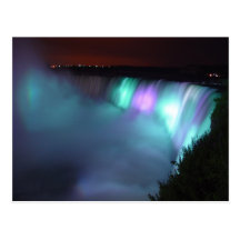 Niagara Falls Canada Night Purple Aqua Postcard