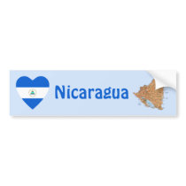 Nicaragua Flag Heart + Map Bumper Sticker