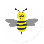 nice bee icon round stickers
