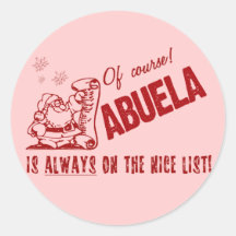 Nice List Abuela Round Stickers