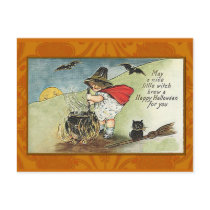 Nice Little Witch Vintage Halloween Card Post Cards