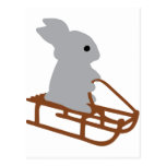 nice rabbit with toboggan icon postcard