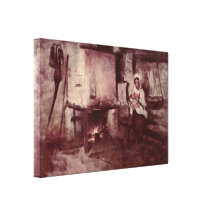 Nicolae Grigorescu - Domestic stove in Rucar Stretched Canvas Print