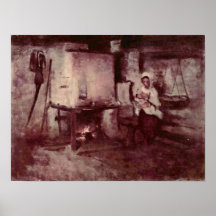 Nicolae Grigorescu - Domestic stove in Rucar Poster