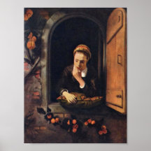 Nicolaes Maas - Girl at a window Poster