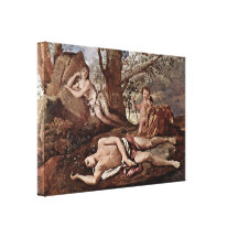 Nicolas Poussin - Echo and Narcissus Stretched Canvas Prints