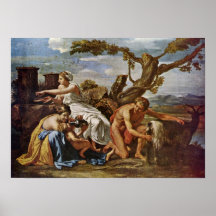 Nicolas Poussin - Jupiter nurtured by the goat Poster