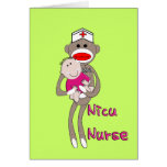 NICU Nurse Sock Monkey & Baby Design Gifts cards
