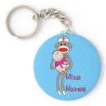 NICU Nurse Sock Monkey & Baby Design Gifts keychains