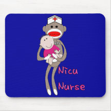 Nicu Nurse Sock Monkey Design Gifts Mousepads