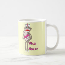 Nicu Nurse Sock Monkey Design Gifts Mugs