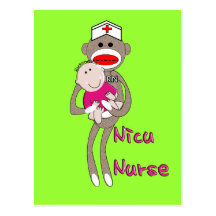 Nicu Nurse Sock Monkey Design Gifts Postcard