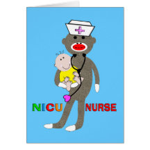 NICU Nurse Sock Monkey Gifts Greeting Card
