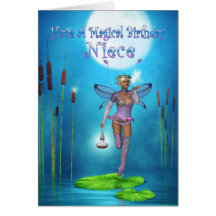 Niece Birthday Card With Pretty Fairy On A Lily pa