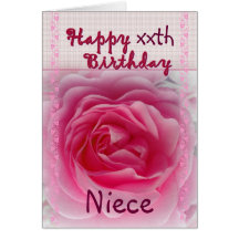 NIÈCE - joyeux anniversaire de xxth - rose de rose Carte De Vœux