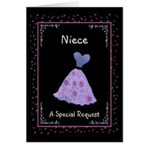 NIECE - Junior Bridesmaid - Purple Flowered Dress Greeting Cards
