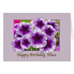 Niece's Birthday Card with Purple Petunias