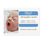 Nifty Nametag Birth Announcement For Boys Postcards