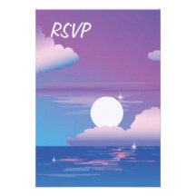 Night Beach RSVP Wedding Invitation