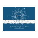 Night Blue Romantic Rosette Save The Date postcards