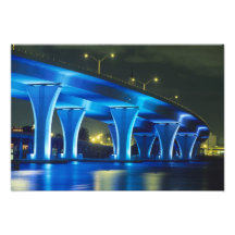 Night bridge at Port of Miami, Florida Photo Art