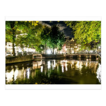 night canal in Amsterdam, Netherlands Postcard