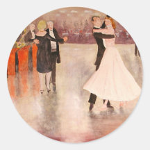 Night Dancing Round Stickers