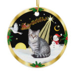 Night Flight (GW) - Silver Tabby cat Christmas Ornament