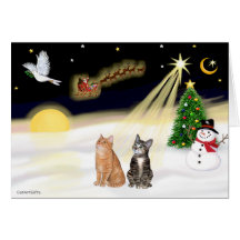 Night Flight - Two Tabby Cats Card