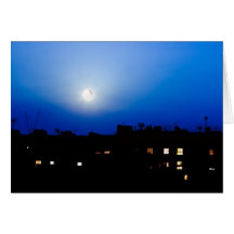 Night over London buildings with moon Greeting Card