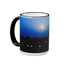 Night over London buildings with moon Coffee Mugs