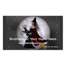 Night Ride :: Witch & Her Cat Business Cards
